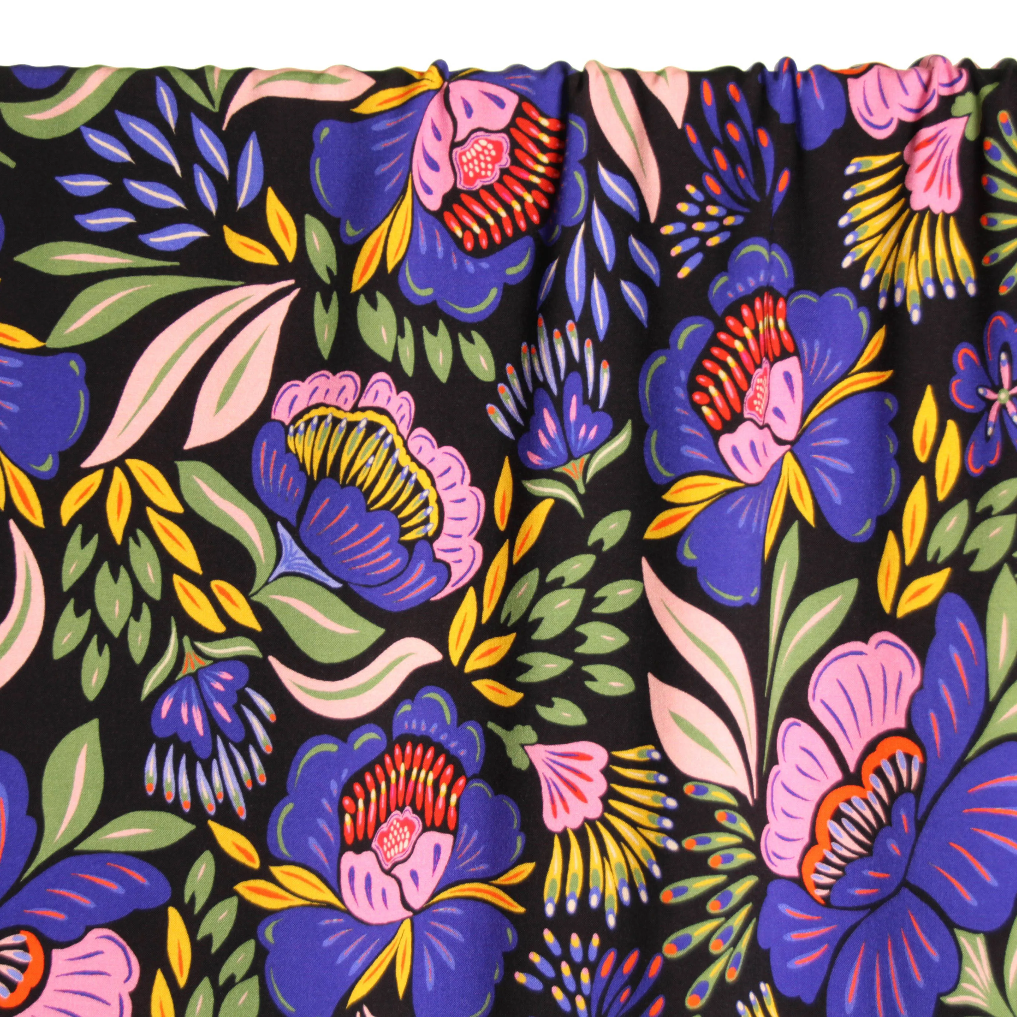 Viscose zwart purple flowers  - Atelier Jupe